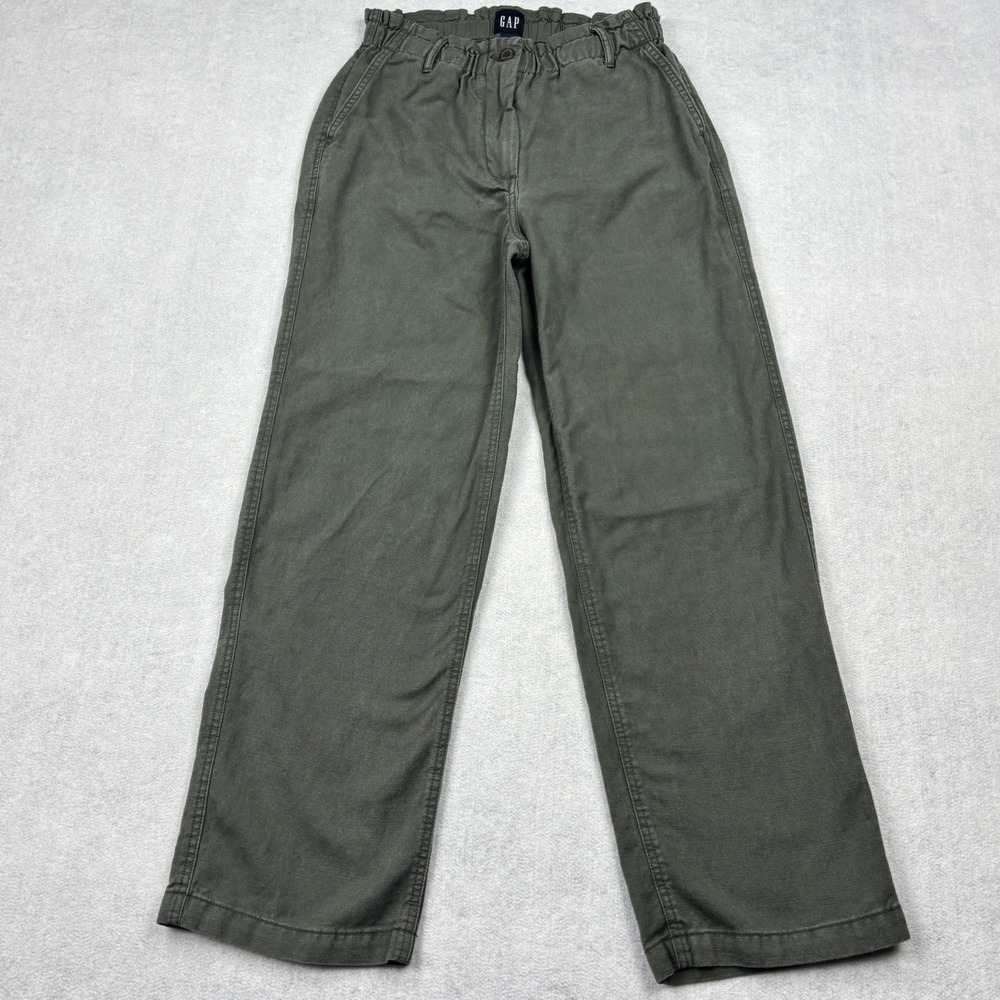 Gap Pants Womens Small Olive Green Paperbag High Rise Wide Leg Chino Trousers S